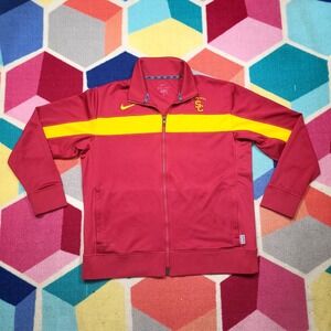Nike USC Trojans Maroon Yellow Track Jacket Dri-FIT Full Zip Men's Size L